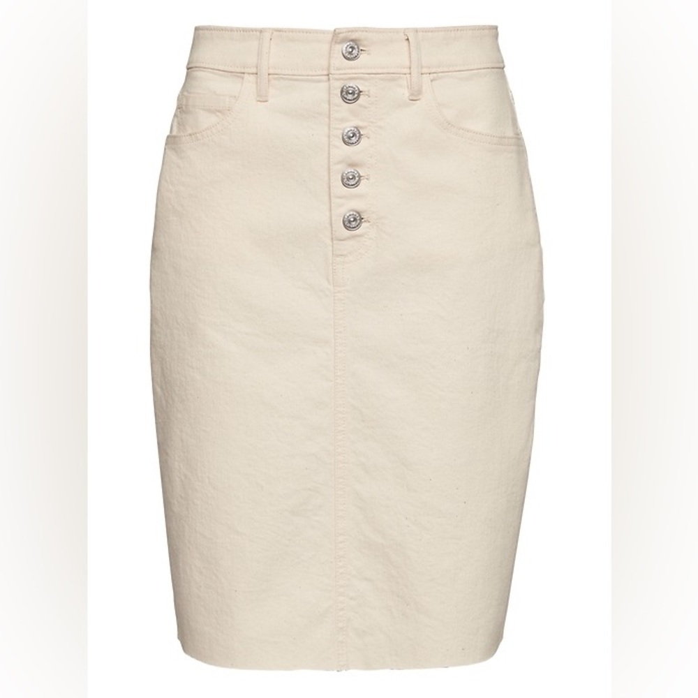 Banana Republic Petite Button-Fly Denim Raw Hem Skirt Women’s 0P